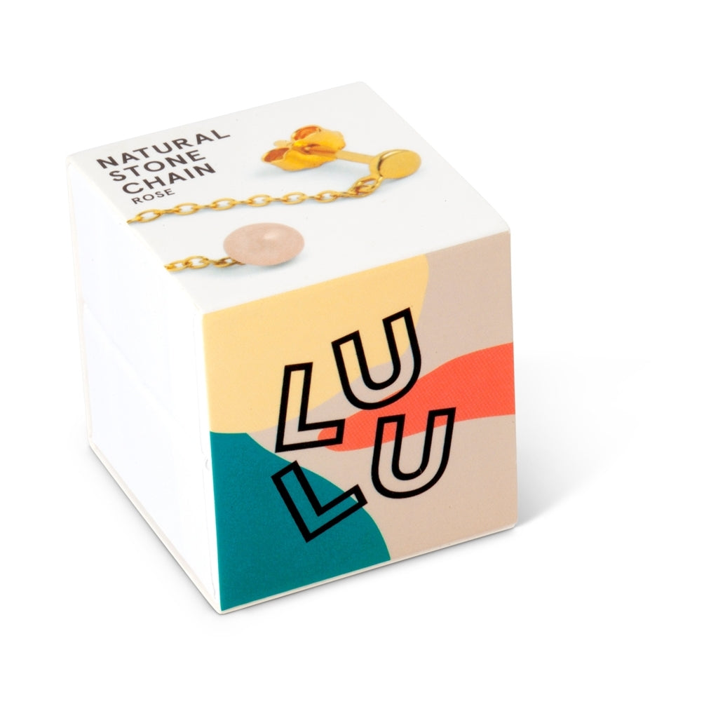 LULU Copenhagen Natural Stone Chain ørering 1 stk Ear stud, 1 pcs Rosa