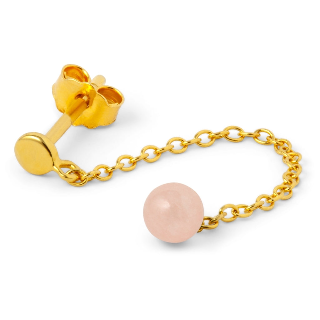 LULU Copenhagen Natural Stone Chain ørering 1 stk Ear stud, 1 pcs Rosa