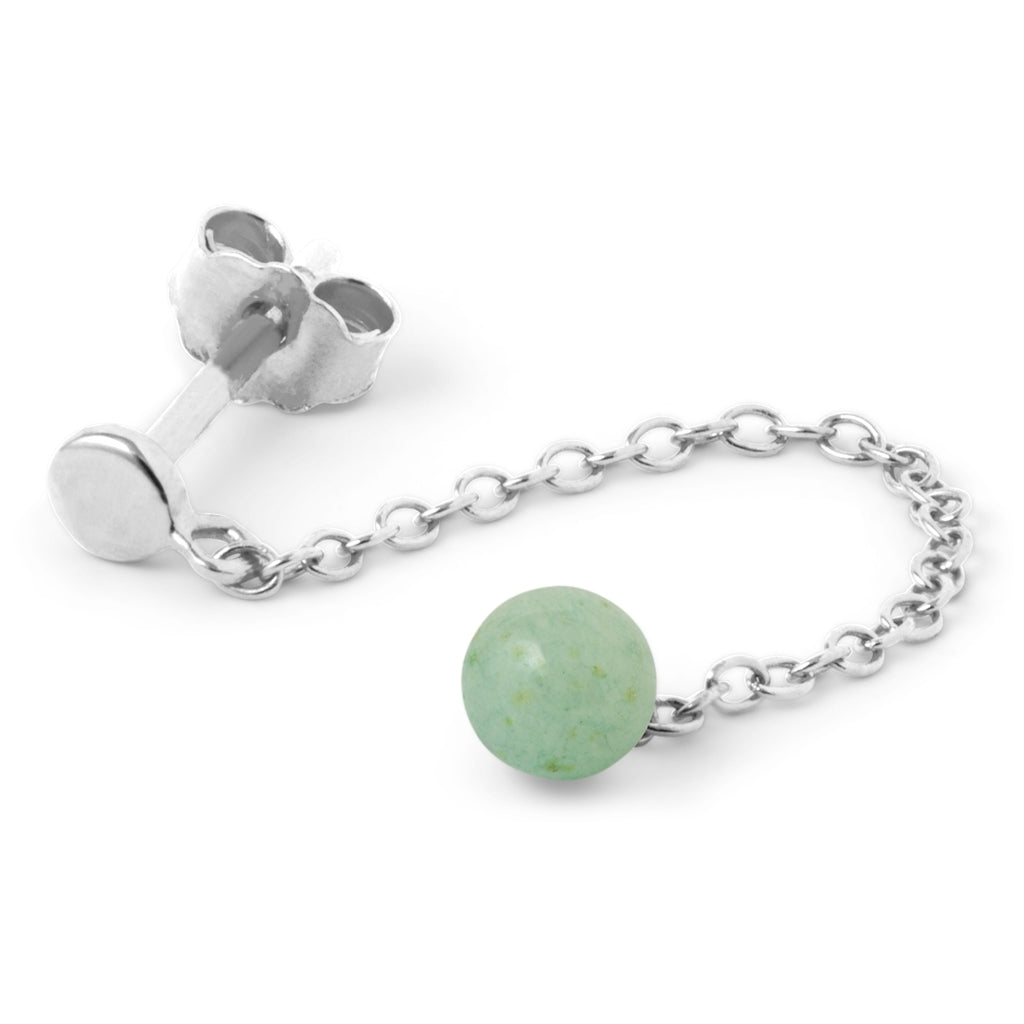 LULU Copenhagen Natural Stone Chain ørering 1 stk Ear stud, 1 pcs Lysegrøn