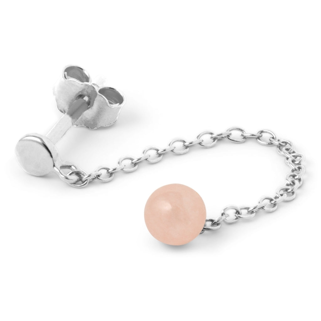 LULU Copenhagen Natural Stone Chain ørering 1 stk Ear stud, 1 pcs Rosa