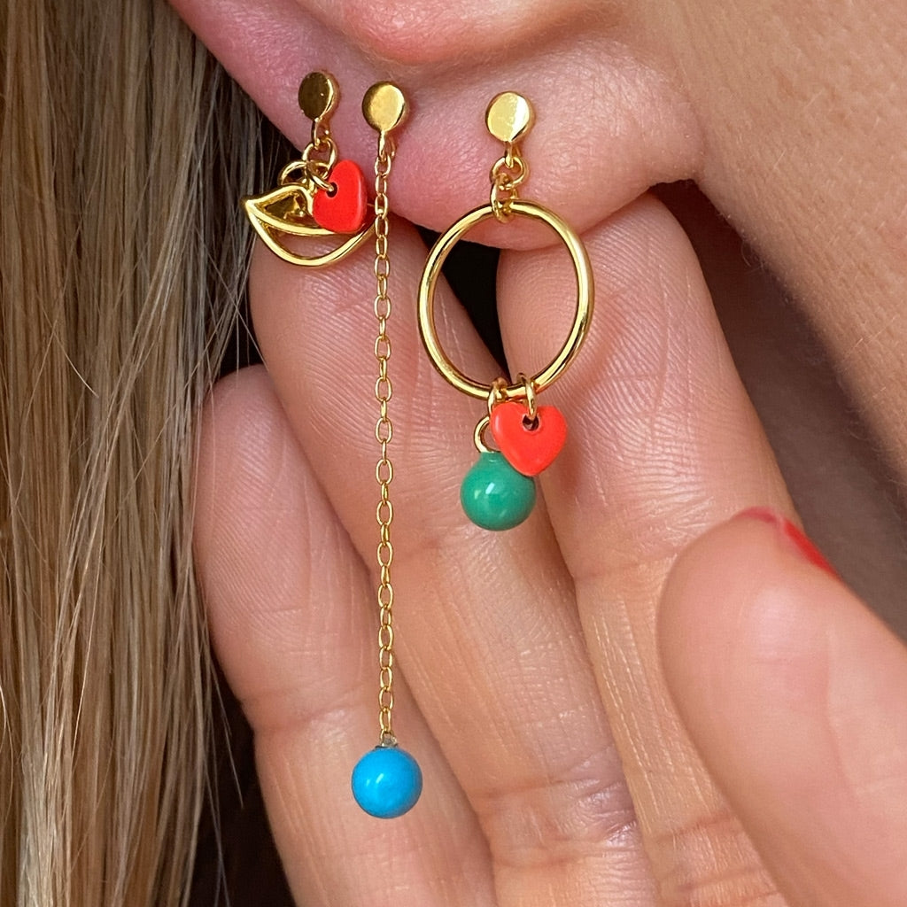 LULU Copenhagen Natural Stone Chain ørering 1 stk Ear stud, 1 pcs