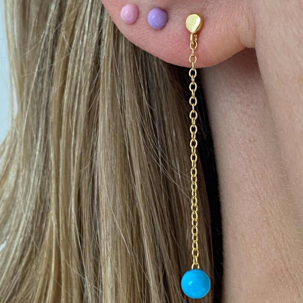 LULU Copenhagen Natural Stone Chain ørering 1 stk Ear stud, 1 pcs