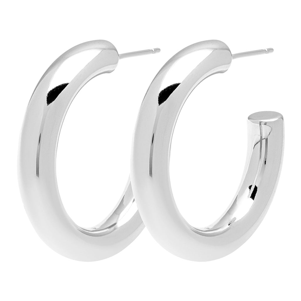 LULU Copenhagen Non Hoops Chunky Medium par poleret Hoops Silver Plated