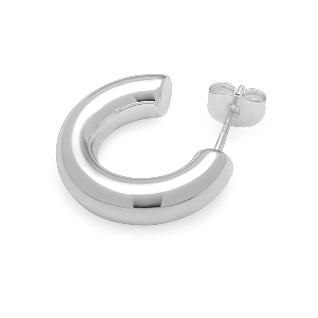 LULU Copenhagen Non Hoops Chunky Small par poleret Hoops Silver Plated