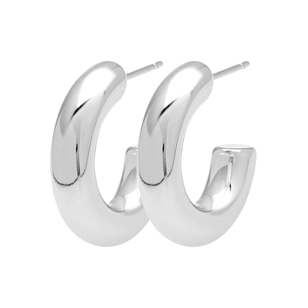 LULU Copenhagen Non Hoops Chunky Small par poleret Hoops Silver Plated