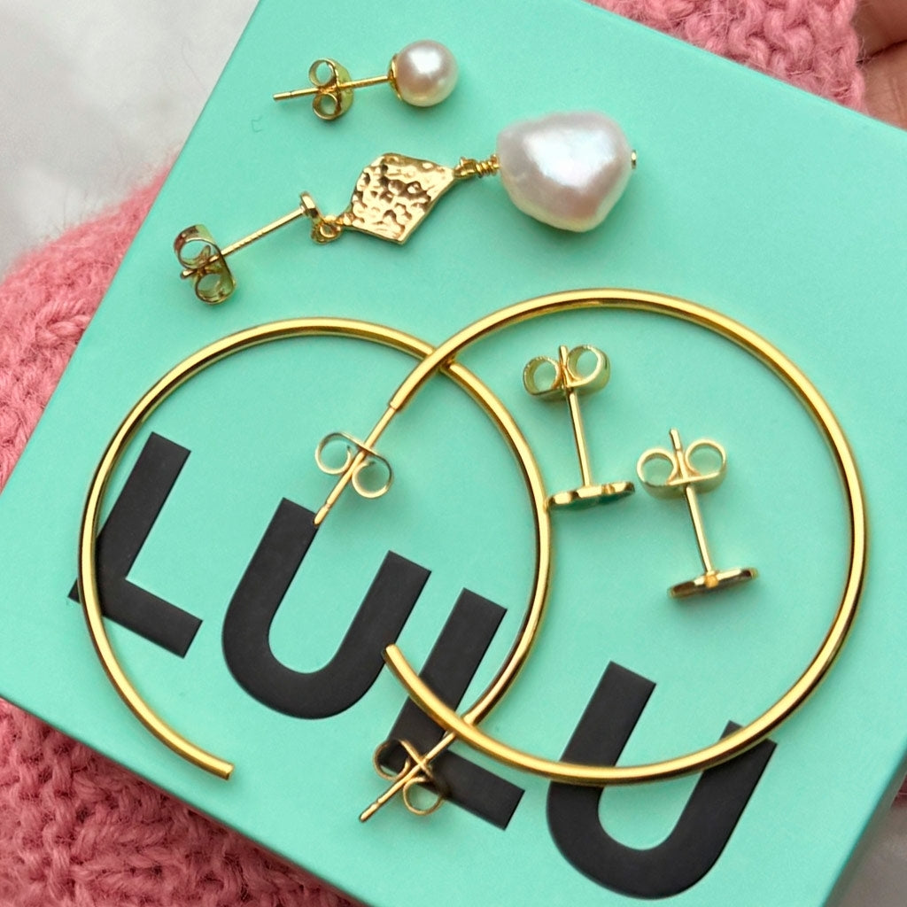 LULU Copenhagen Non Hoops Large par poleret Hoops Forgyldt