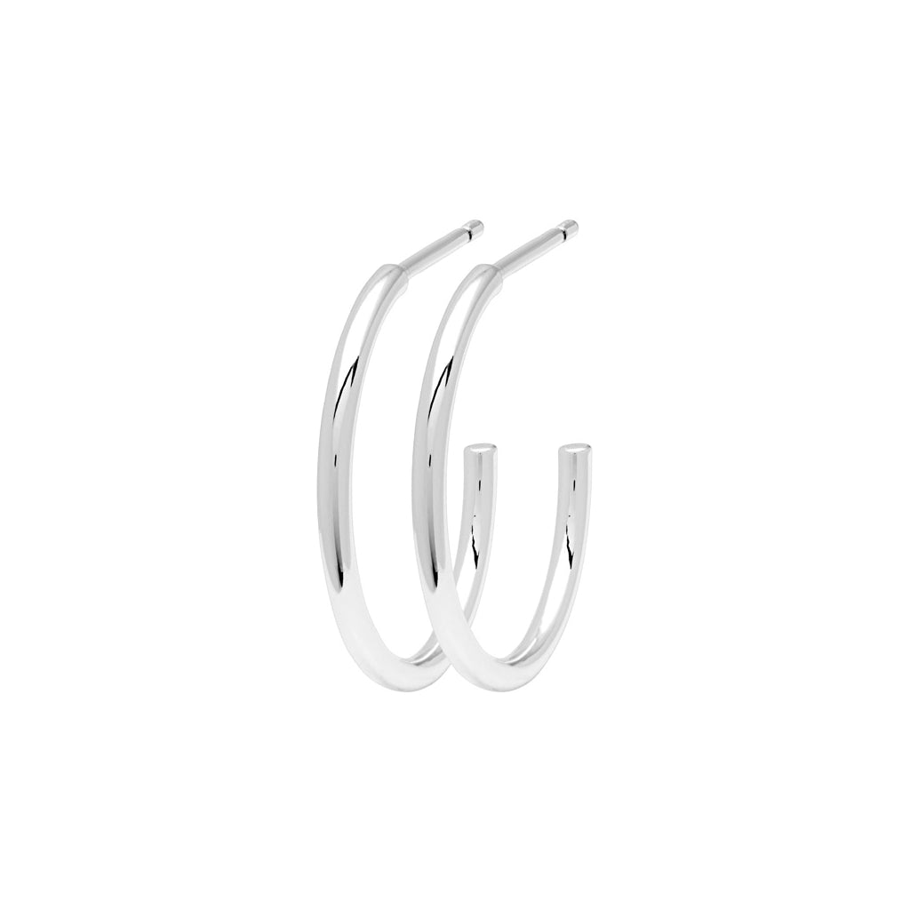 LULU Copenhagen Non Hoops Medium par poleret Hoops Silver Plated