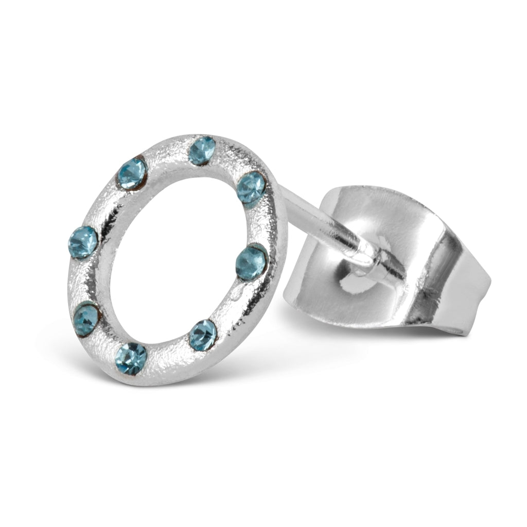 LULU Copenhagen OMG ørering 1 stk forsølvet Ear stud, 1 pcs Lyseblå