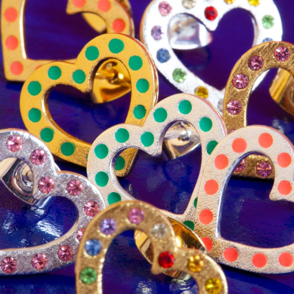 LULU Copenhagen OMG Heart ørering 1 stk forgyldt Ear stud, 1 pcs Lysegrøn