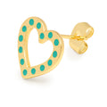 OMG Heart ørering 1 stk forgyldt - Lysegrøn