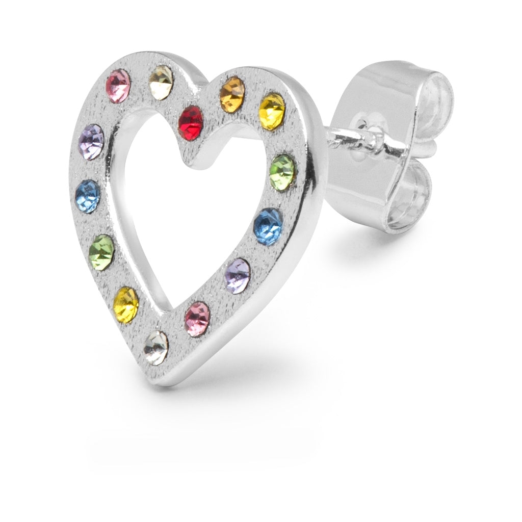 LULU Copenhagen OMG Heart ørering 1 stk forsølvet Ear stud, 1 pcs Rainbow