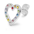 OMG Heart ørering 1 stk forsølvet - Rainbow