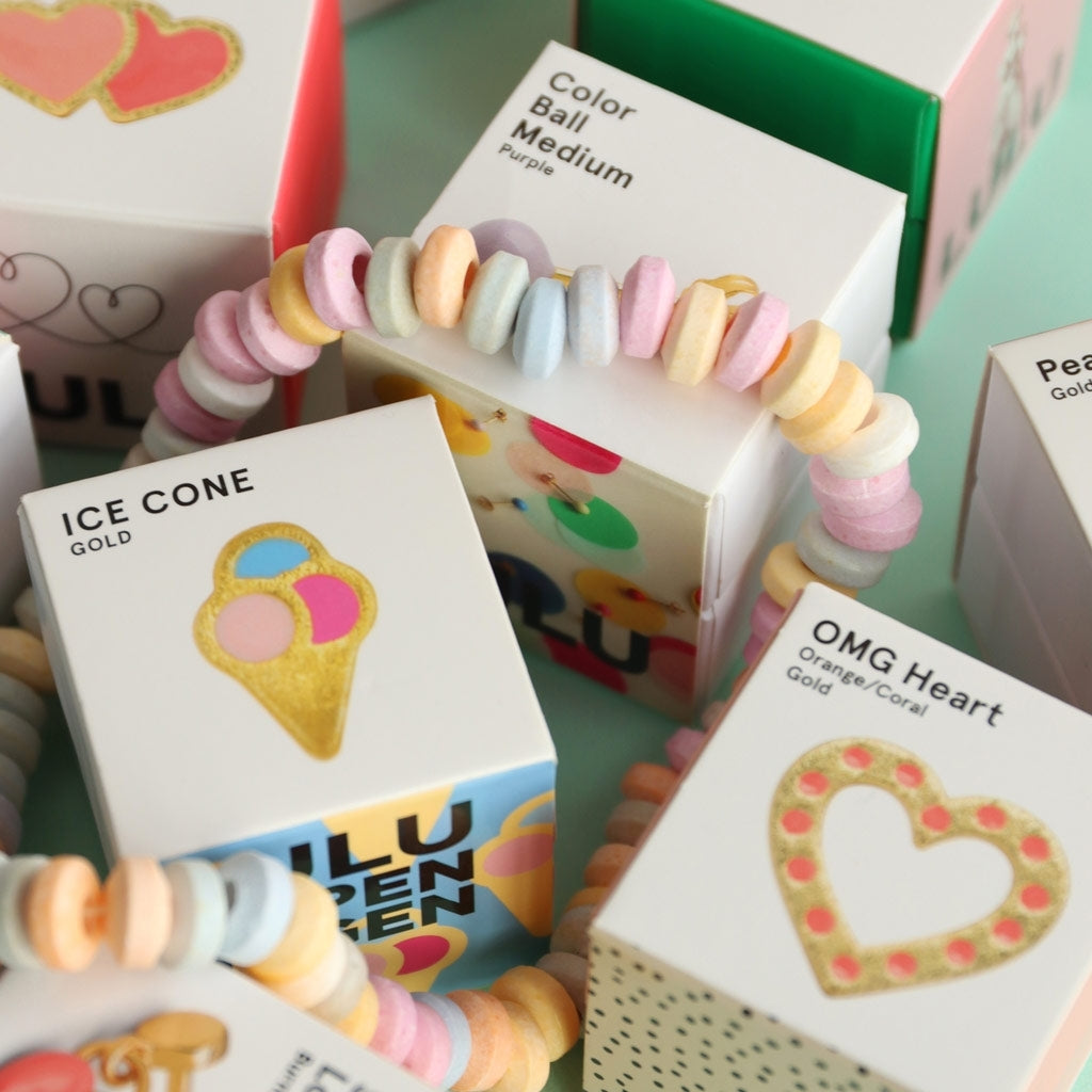 LULU Copenhagen OMG Heart ørering 1 stk forgyldt Ear stud, 1 pcs Orange/Coral