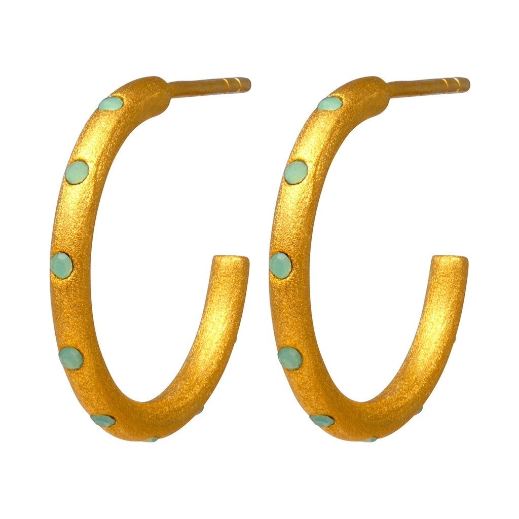 LULU Copenhagen OMG Hoops Medium par forgyldt Hoops Lysegrøn
