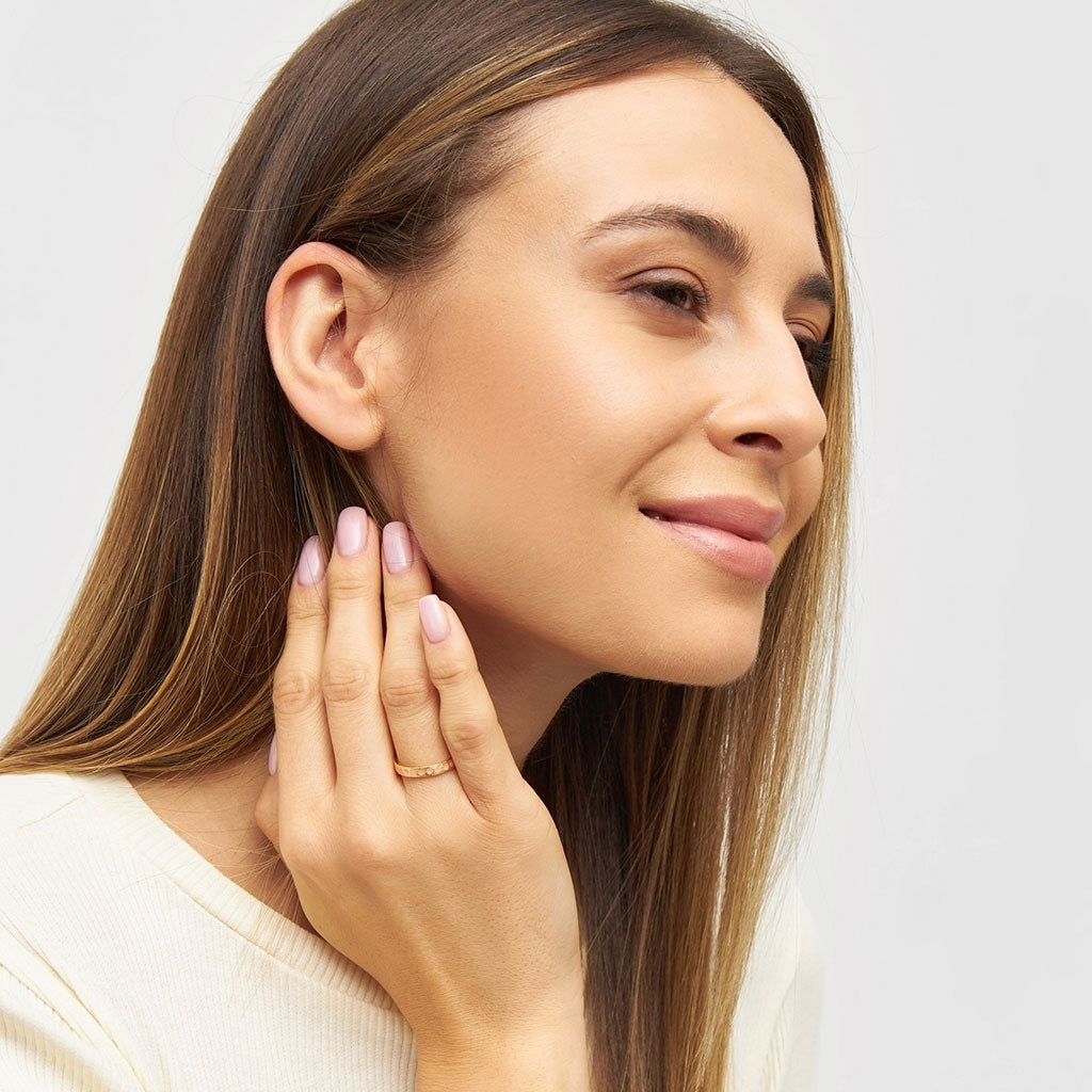 LULU Copenhagen Pattern Ring forgyldt Rings Burnt Coral