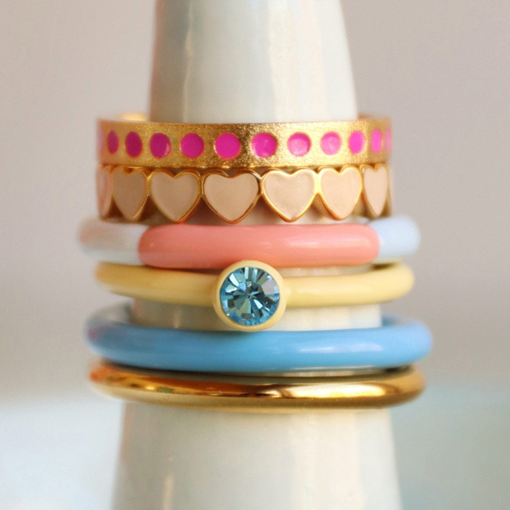 LULU Copenhagen Pattern Ring forgyldt Rings Electric Fuchsia Pink