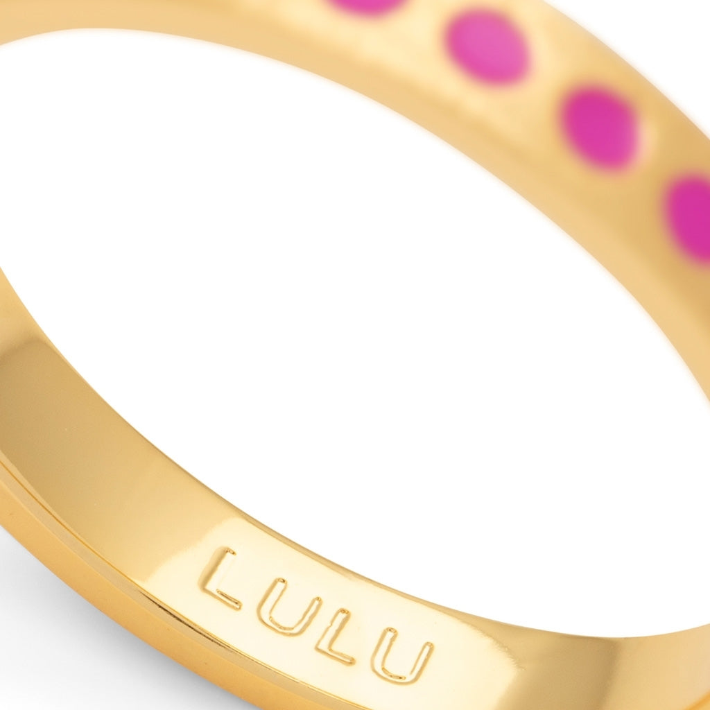 LULU Copenhagen Pattern Ring forgyldt Rings Electric Fuchsia Pink