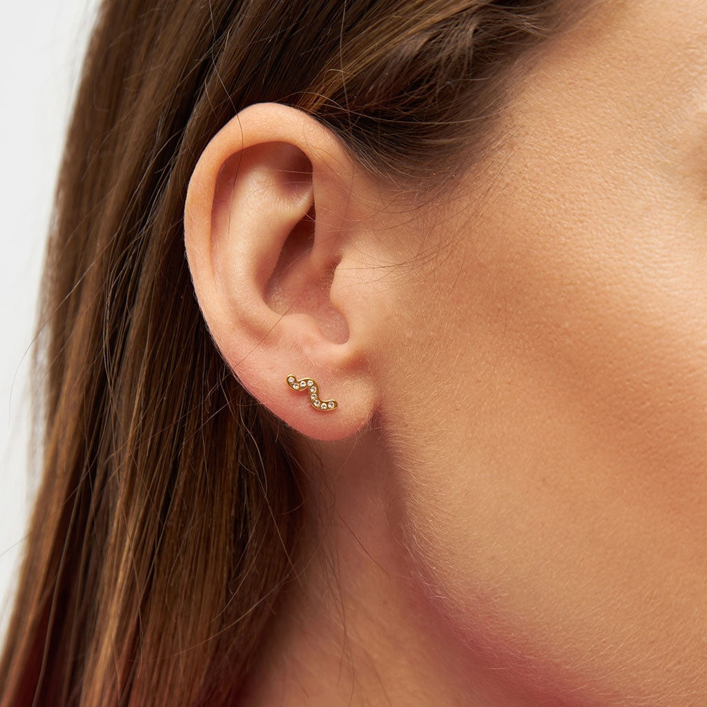 LULU Copenhagen Snaky ørering 1 stk forgyldt Ear stud, 1 pcs Hvid