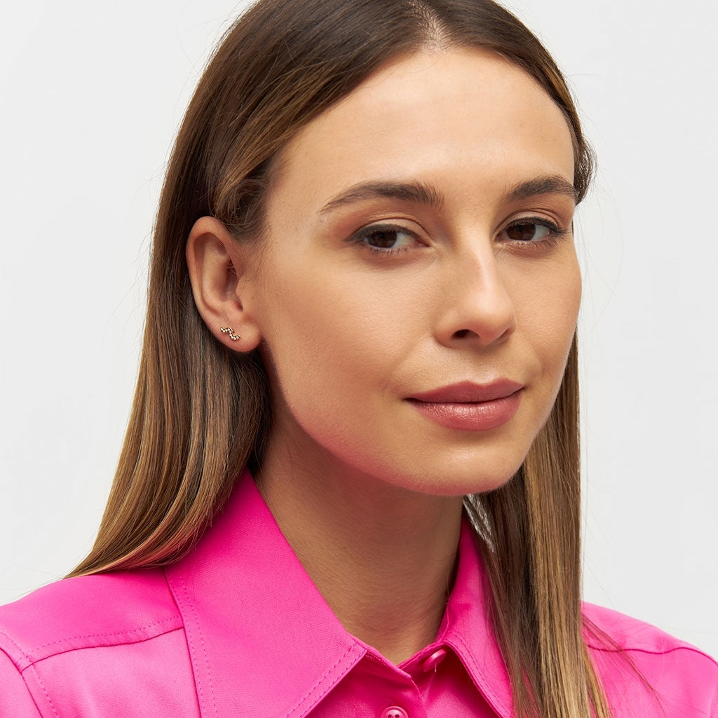 LULU Copenhagen Snaky ørering 1 stk forgyldt Ear stud, 1 pcs Hvid