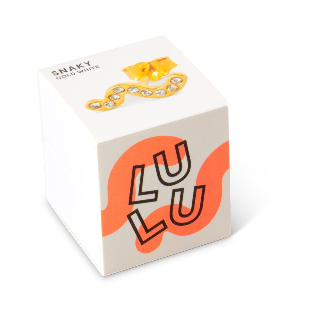 LULU Copenhagen Snaky ørering 1 stk forgyldt Ear stud, 1 pcs Hvid