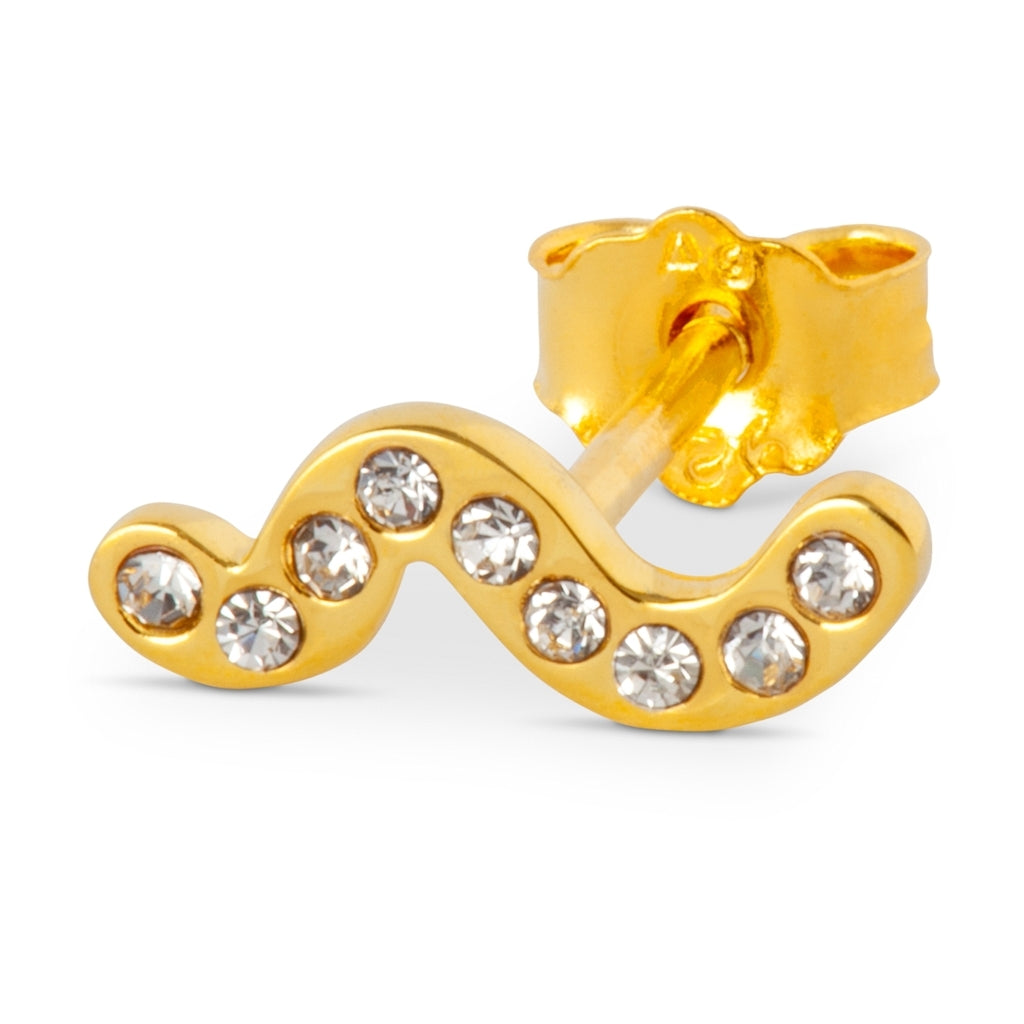 LULU Copenhagen Snaky ørering 1 stk forgyldt Ear stud, 1 pcs Hvid