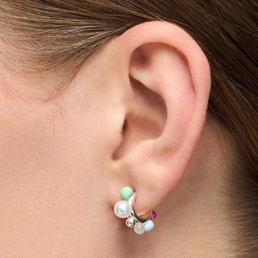 LULU Copenhagen Space Hoops Par sølv Hoops Skyride Blue