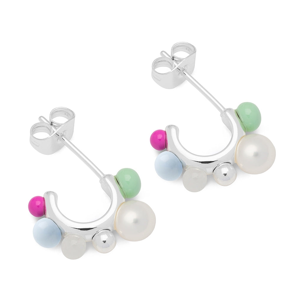 LULU Copenhagen Space Hoops Par sølv Hoops Skyride Blue