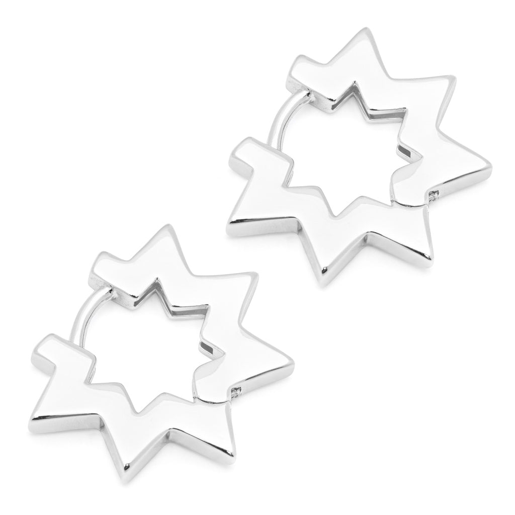 LULU Copenhagen Star Hoops par Hoops Silver Plated