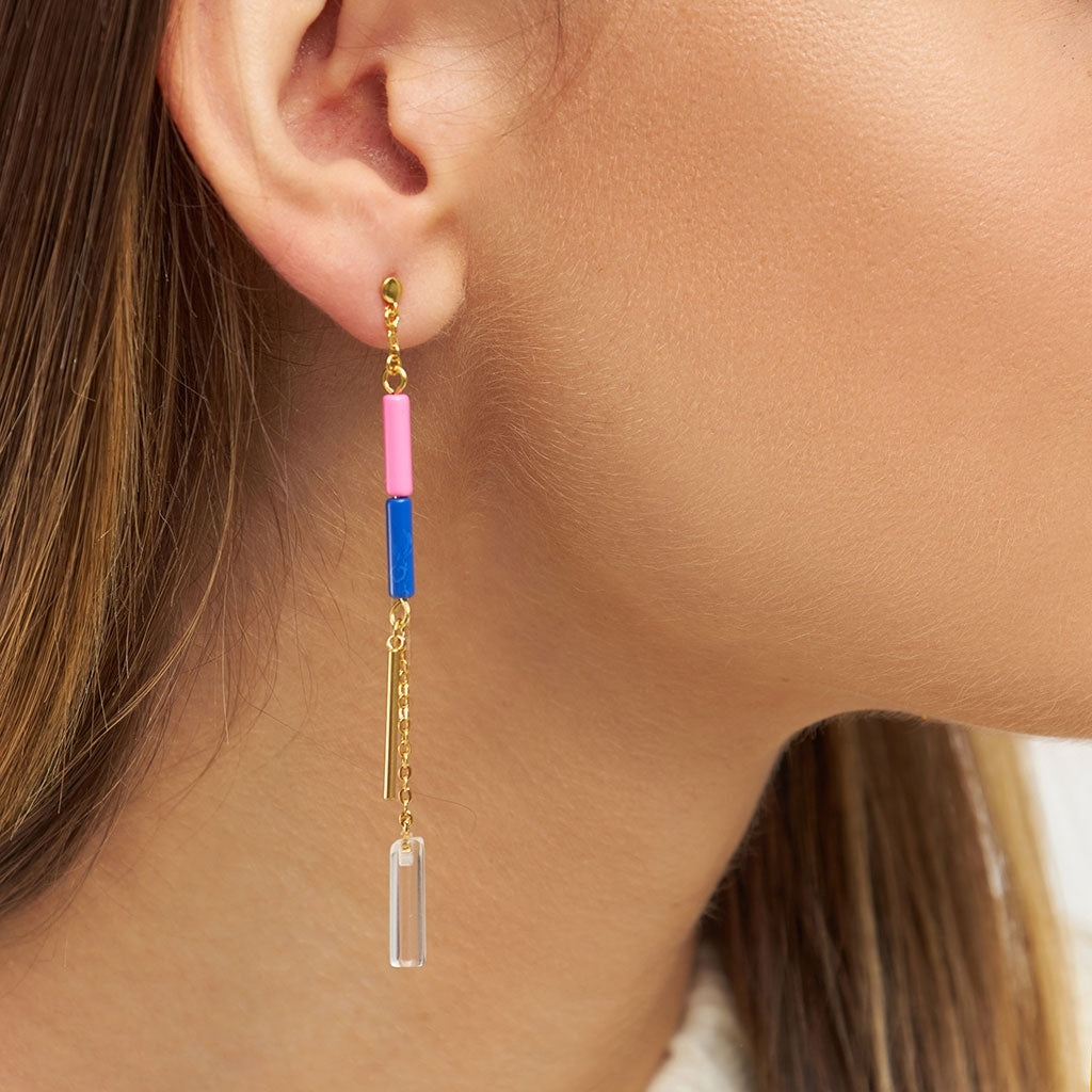 LULU Copenhagen Topping Long Crystal ørering 1 stk Ear stud, 1 pcs Forgyldt