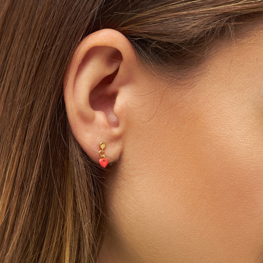 LULU Copenhagen Love U Dangling ørering 1 pcs Ear stud, 1 pcs Rød