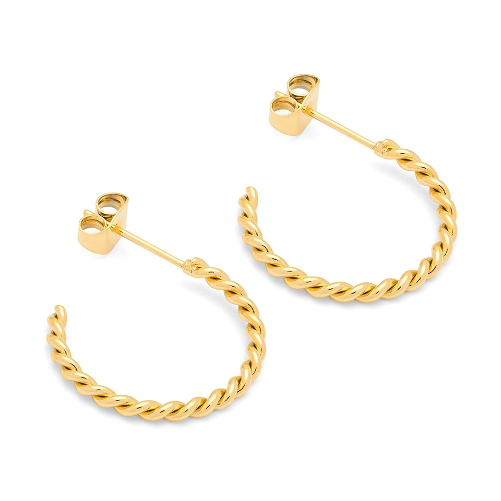 LULU Copenhagen Twisted Hoops par - guld belagt Hoops Forgyldt