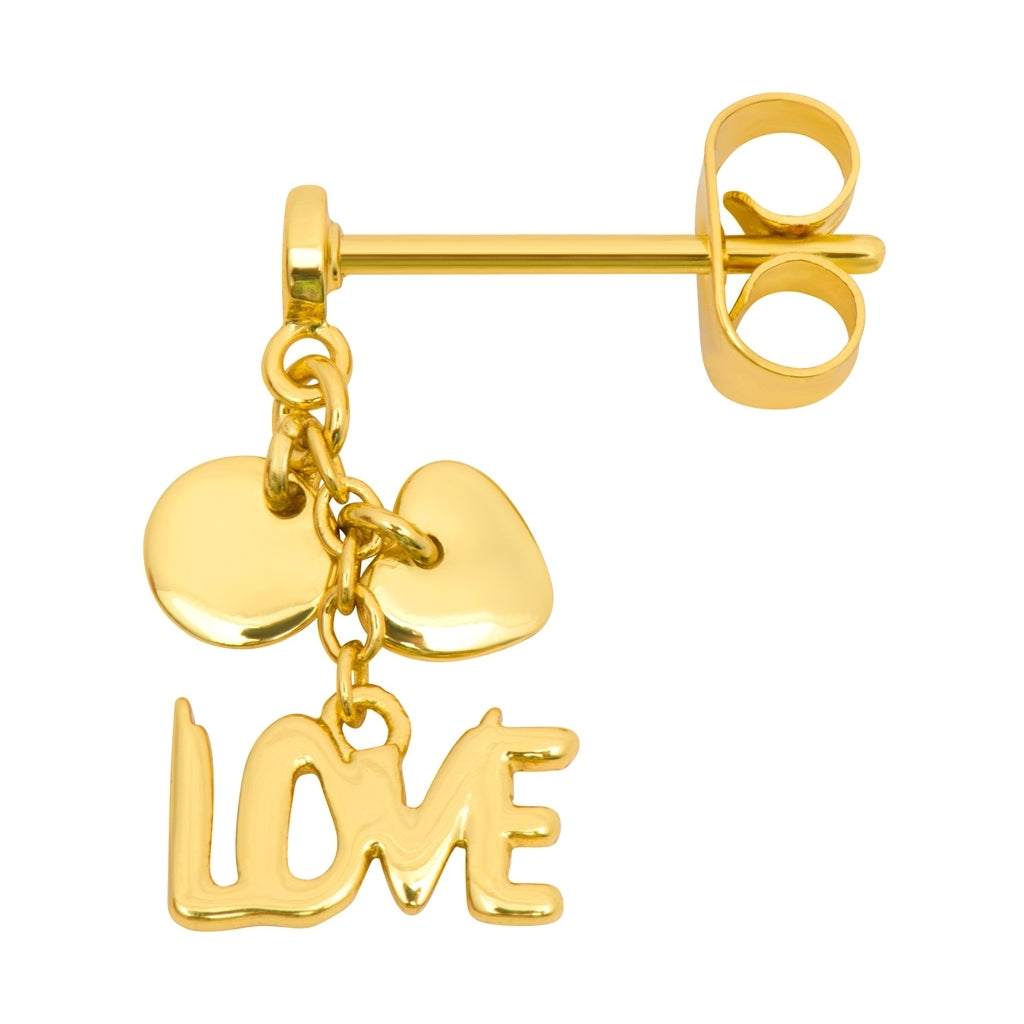 LULU Copenhagen Word Love Dangling ørering 1 stk Ear stud, 1 pcs Forgyldt