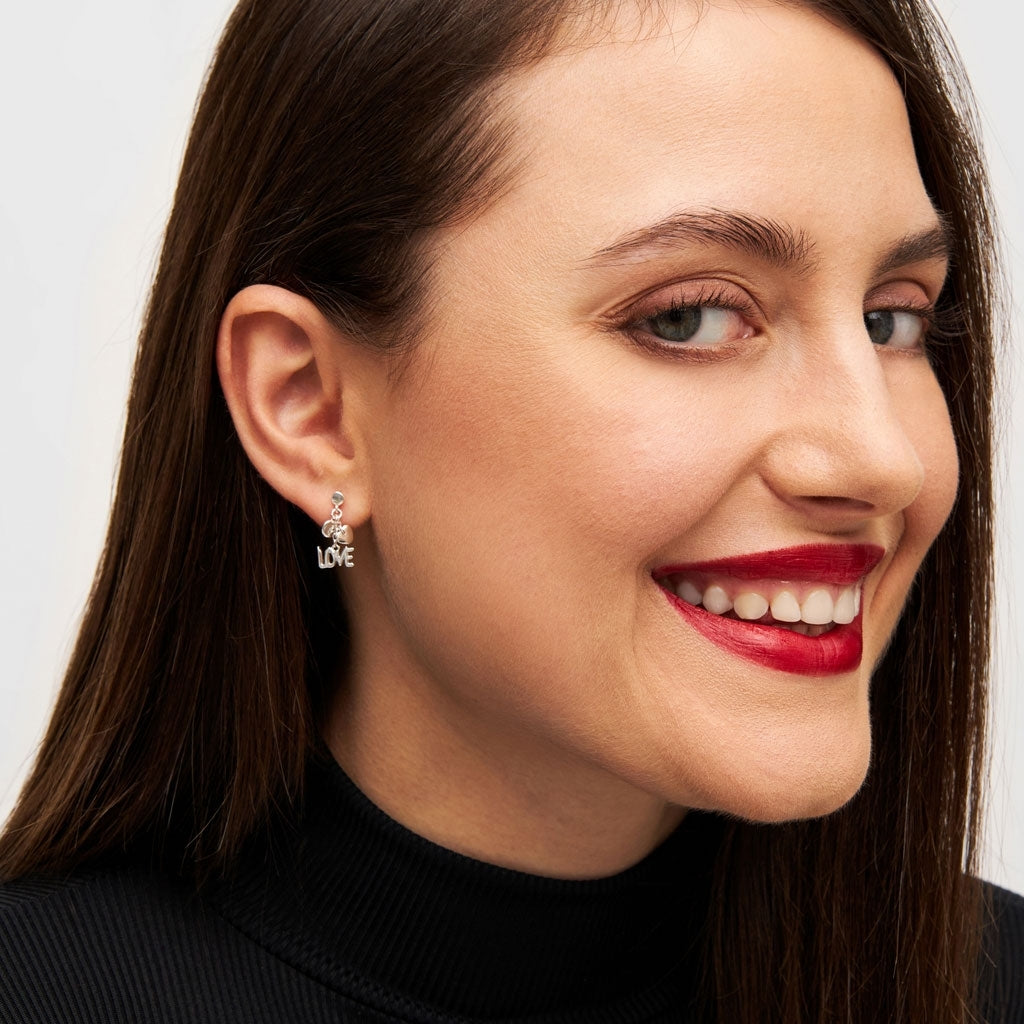 LULU Copenhagen Word Love Dangling ørering 1 stk Ear stud, 1 pcs Silver Plated