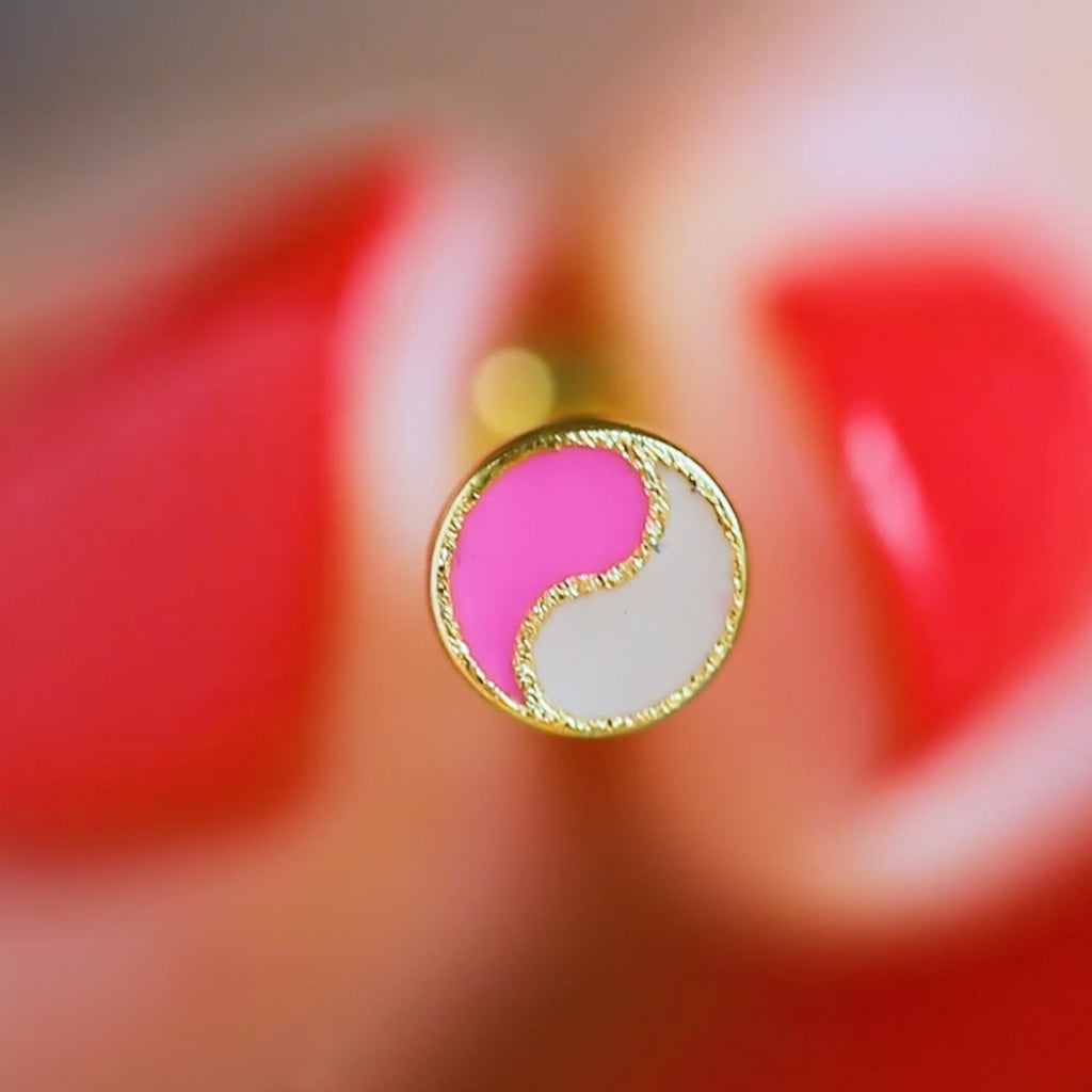 LULU Copenhagen Yin Yang ørering 1 stk Ear stud, 1 pcs Pink/Buttercream