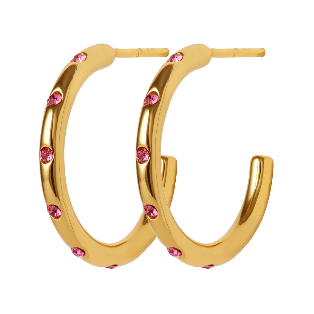 LULU Copenhagen OMG Hoops Medium par forgyldt Hoops Rosa