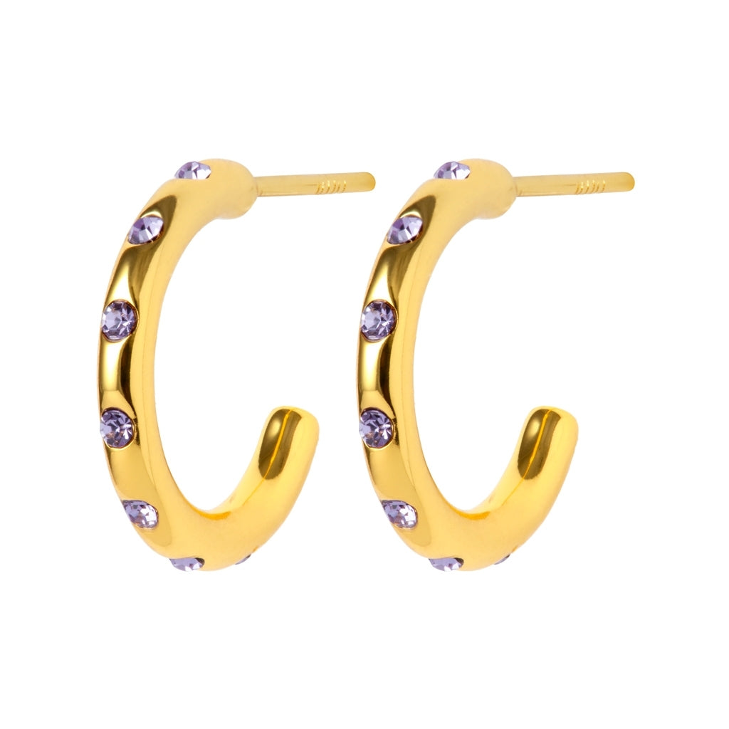 LULU Copenhagen OMG Hoops Small par forgyldt Hoops Violet