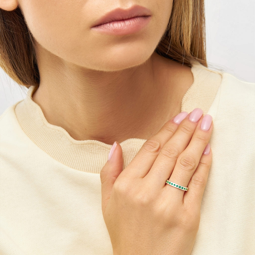 LULU Copenhagen Pattern Ring sølv Rings Lysegrøn