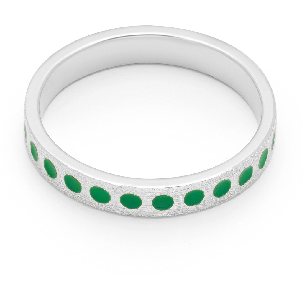 LULU Copenhagen Pattern Ring sølv Rings Lysegrøn