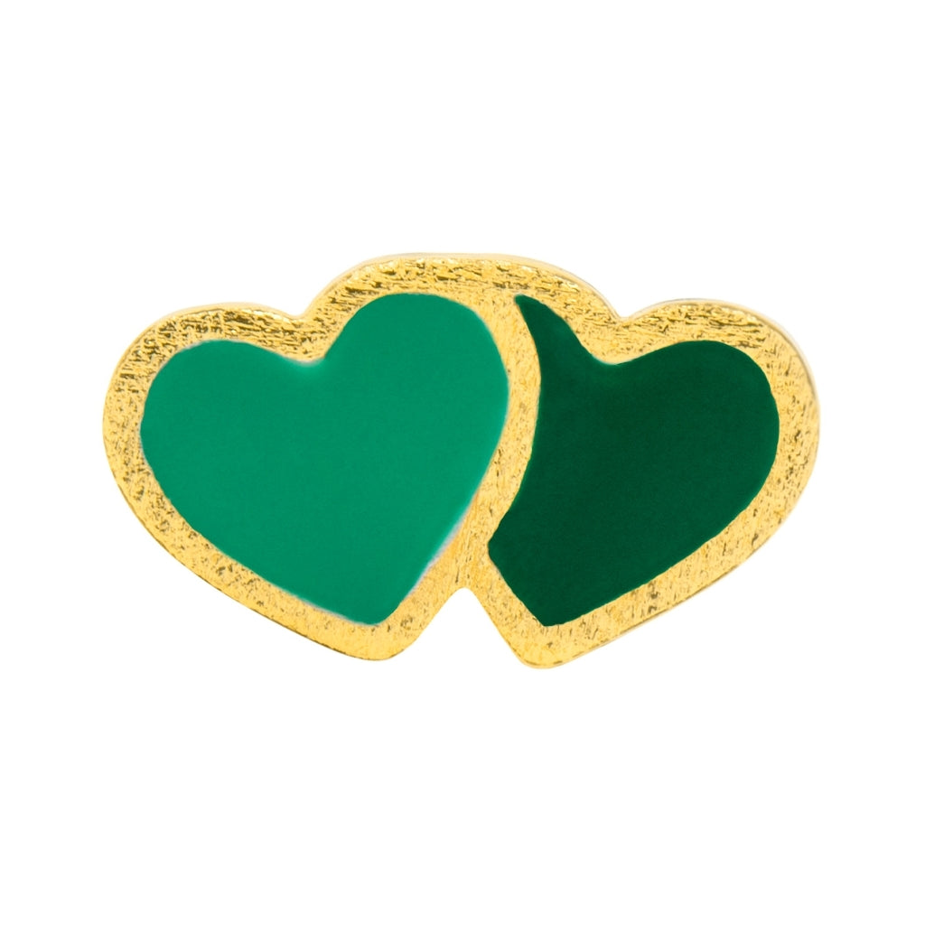 LULU Copenhagen 2Hearts ørering 1 stk forgyldt Ear stud, 1 pcs Green/Light Green