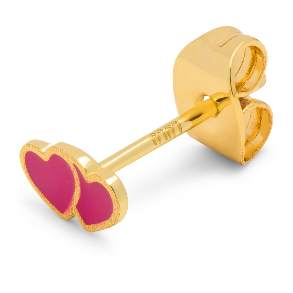 LULU Copenhagen 2Hearts ørering 1 stk forgyldt Ear stud, 1 pcs Plum