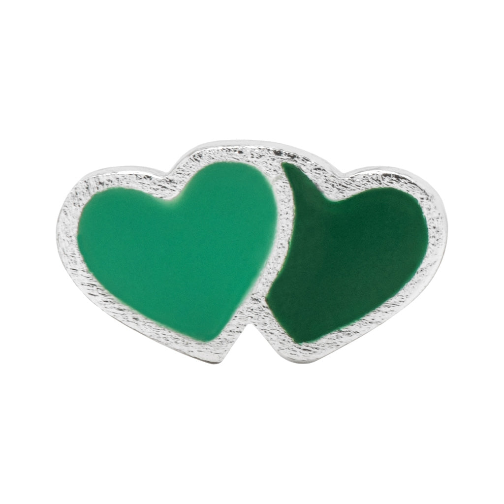 LULU Copenhagen 2Hearts ørering 1 stk forsølvet Ear stud, 1 pcs Green/Light Green