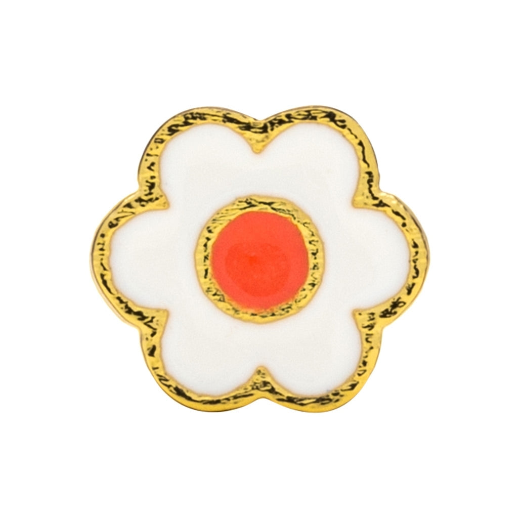 LULU Copenhagen Anemone ørering 1 stk forgyldt Ear stud, 1 pcs Orange/Coral - White
