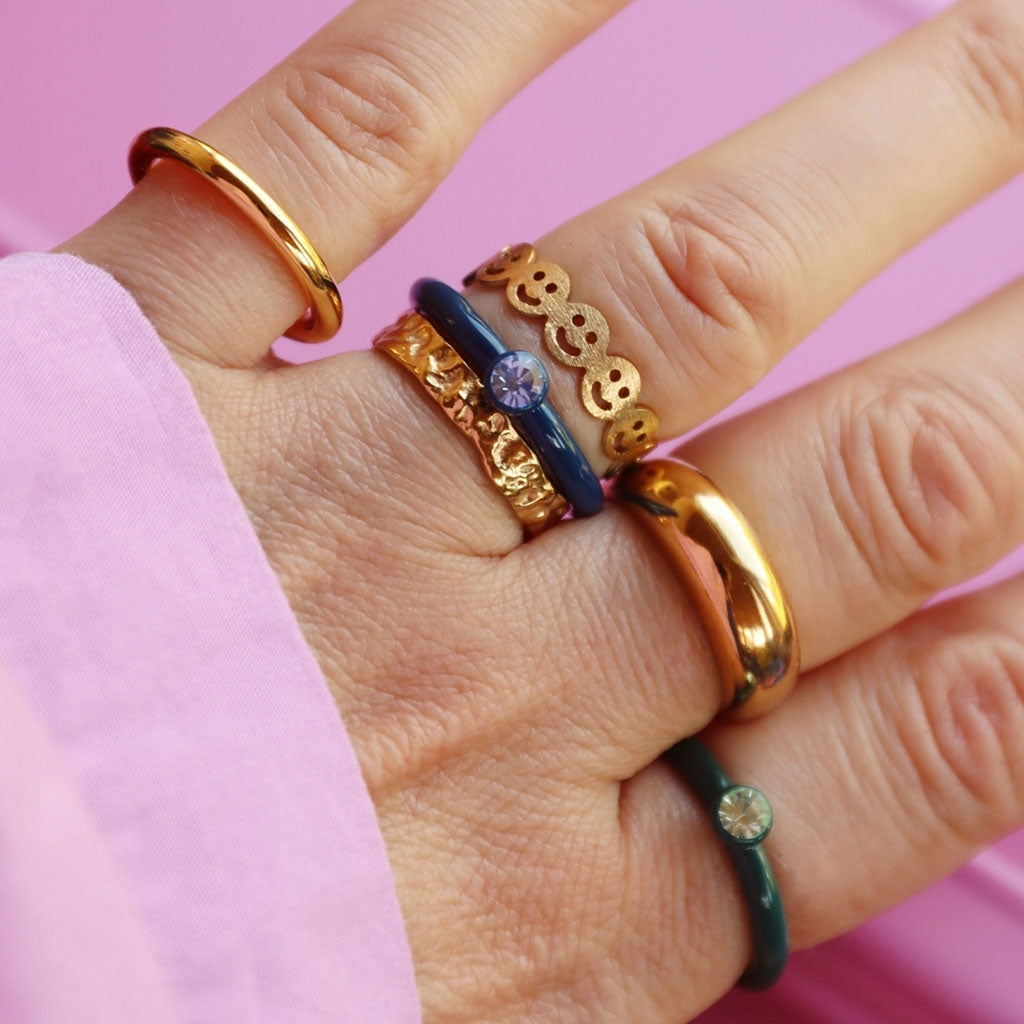 LULU Copenhagen Basic Rough Ring Rings Forgyldt