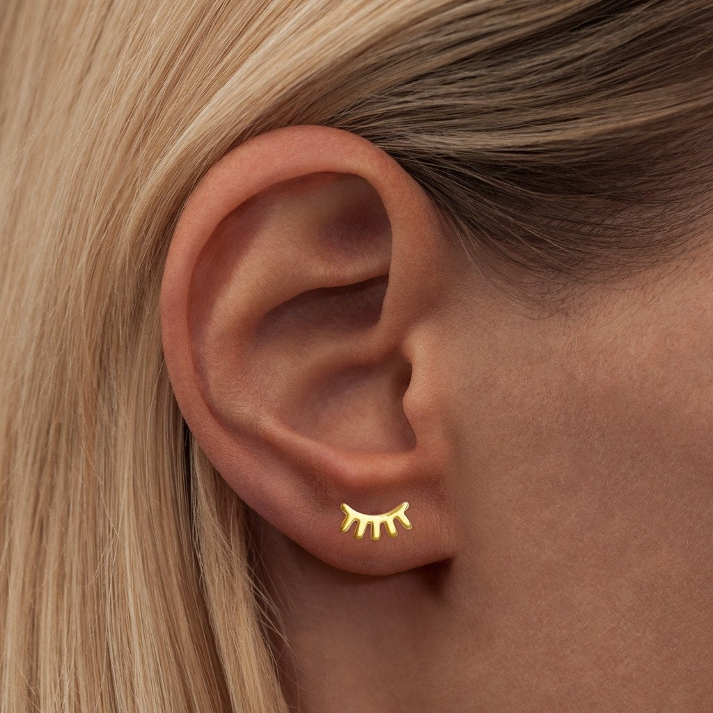 LULU Copenhagen Blink ørering 1 stk poleret Ear stud, 1 pcs Forgyldt