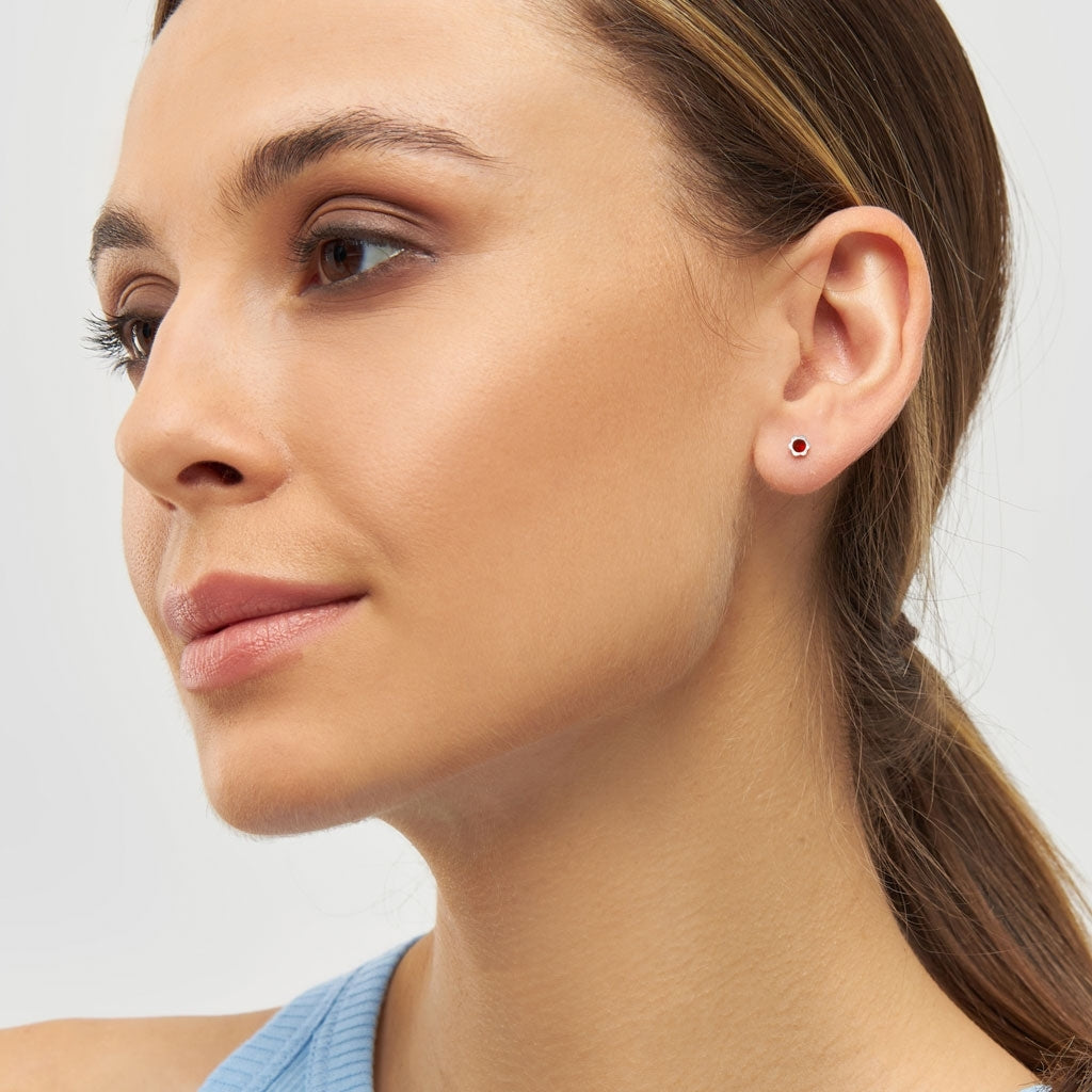 LULU Copenhagen Blomst ørering 1 stk Ear stud, 1 pcs Rød Agate