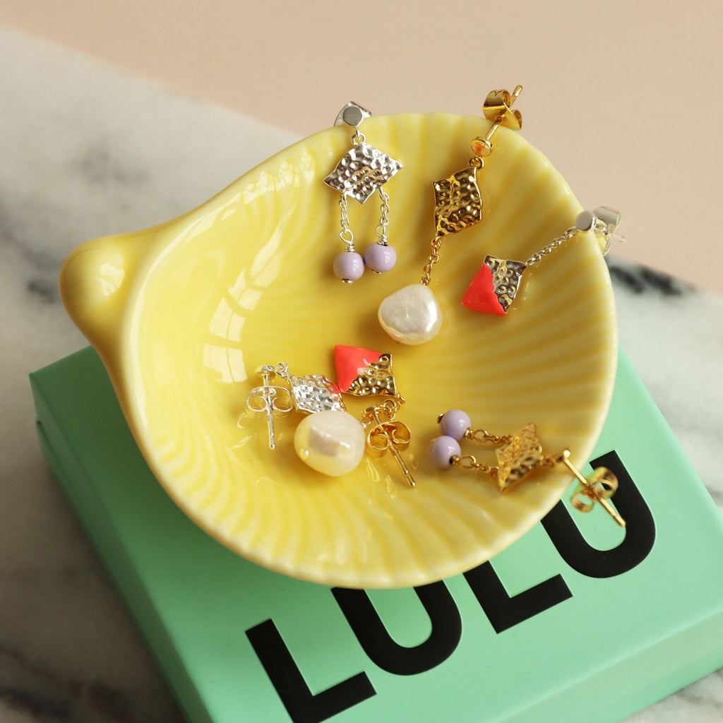 LULU Copenhagen Boheme Purple ørering 1 stk forsølvet Ear stud, 1 pcs Lilla