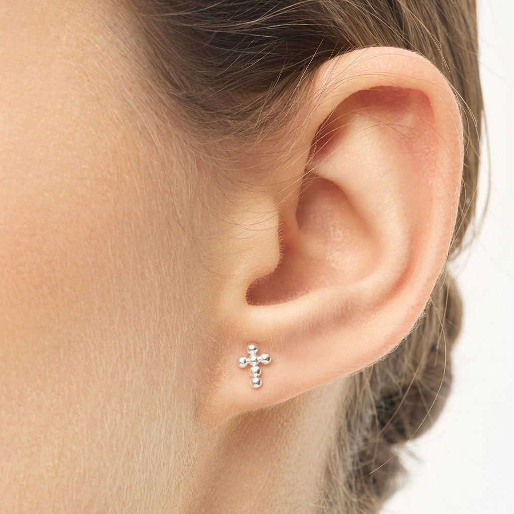LULU Copenhagen Bouquet Cross 1 stk Ear stud, 1 pcs Silver Plated