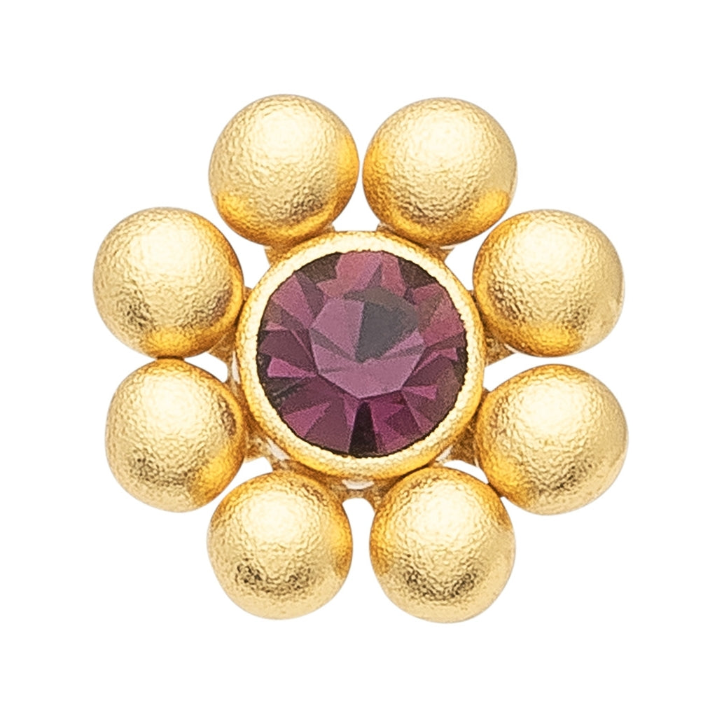 LULU Copenhagen Bouquet Crystal Flower 1 stk - Forgyldt Ear stud, 1 pcs Ametyst