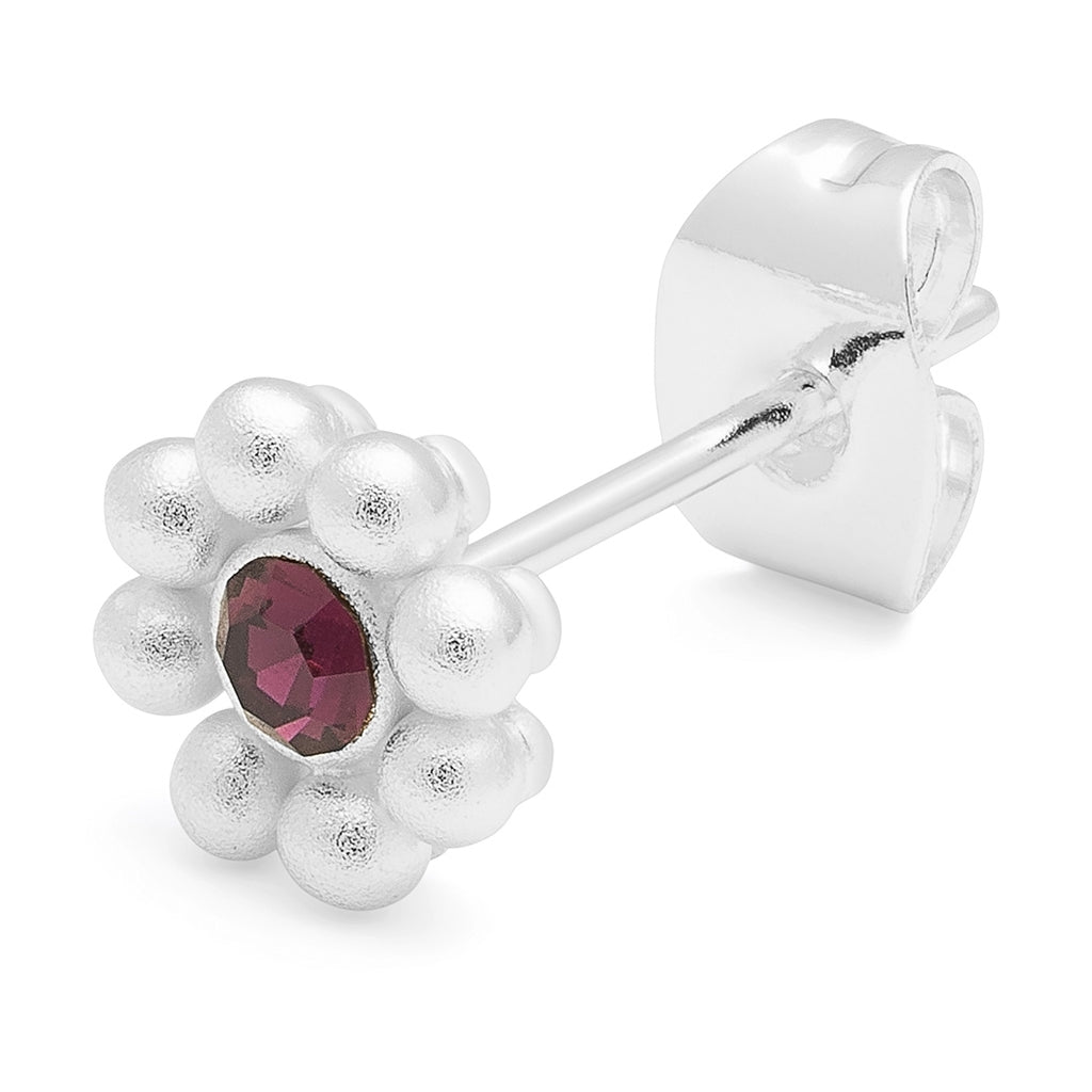 LULU Copenhagen Bouquet Crystal Flower 1 stk - Forsølvet Ear stud, 1 pcs Ametyst