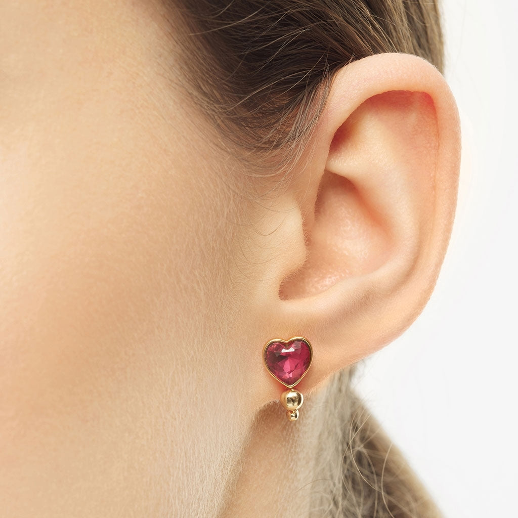 LULU Copenhagen Bouquet Crystal Heart ørering 1 stk Ear stud, 1 pcs Forgyldt